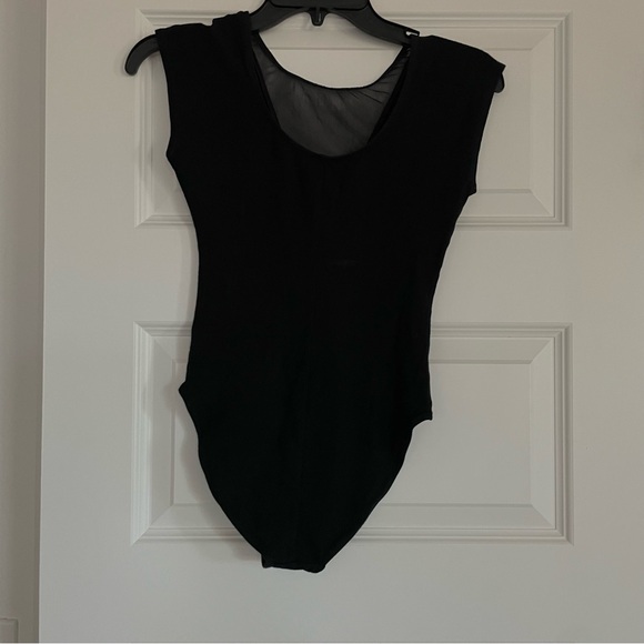 American Apparel Megan Fox Deep V Mesh Black Cotton Bodysuit - Picture 4 of 6